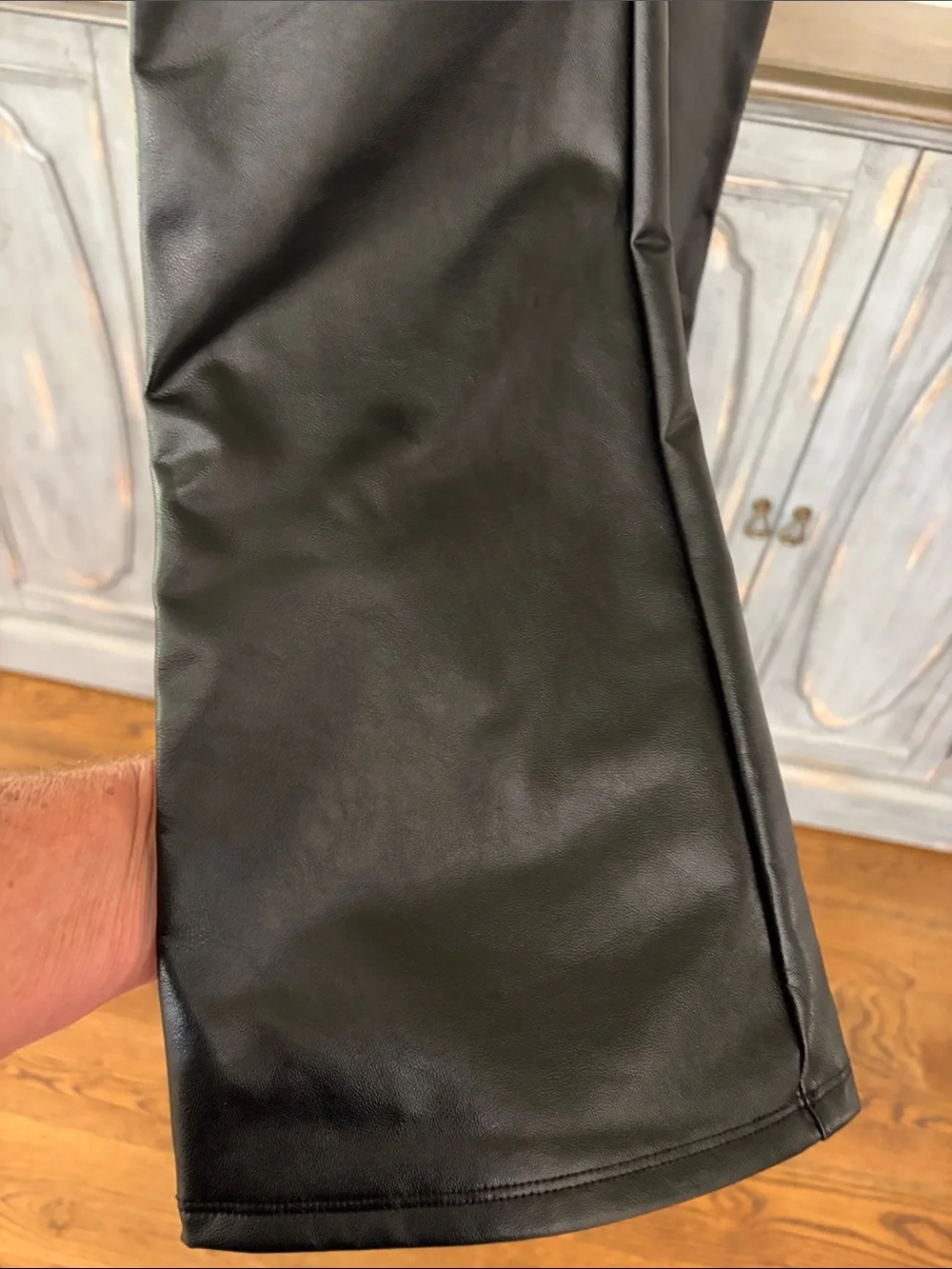 Black Faux Leather Wide-Leg Pants